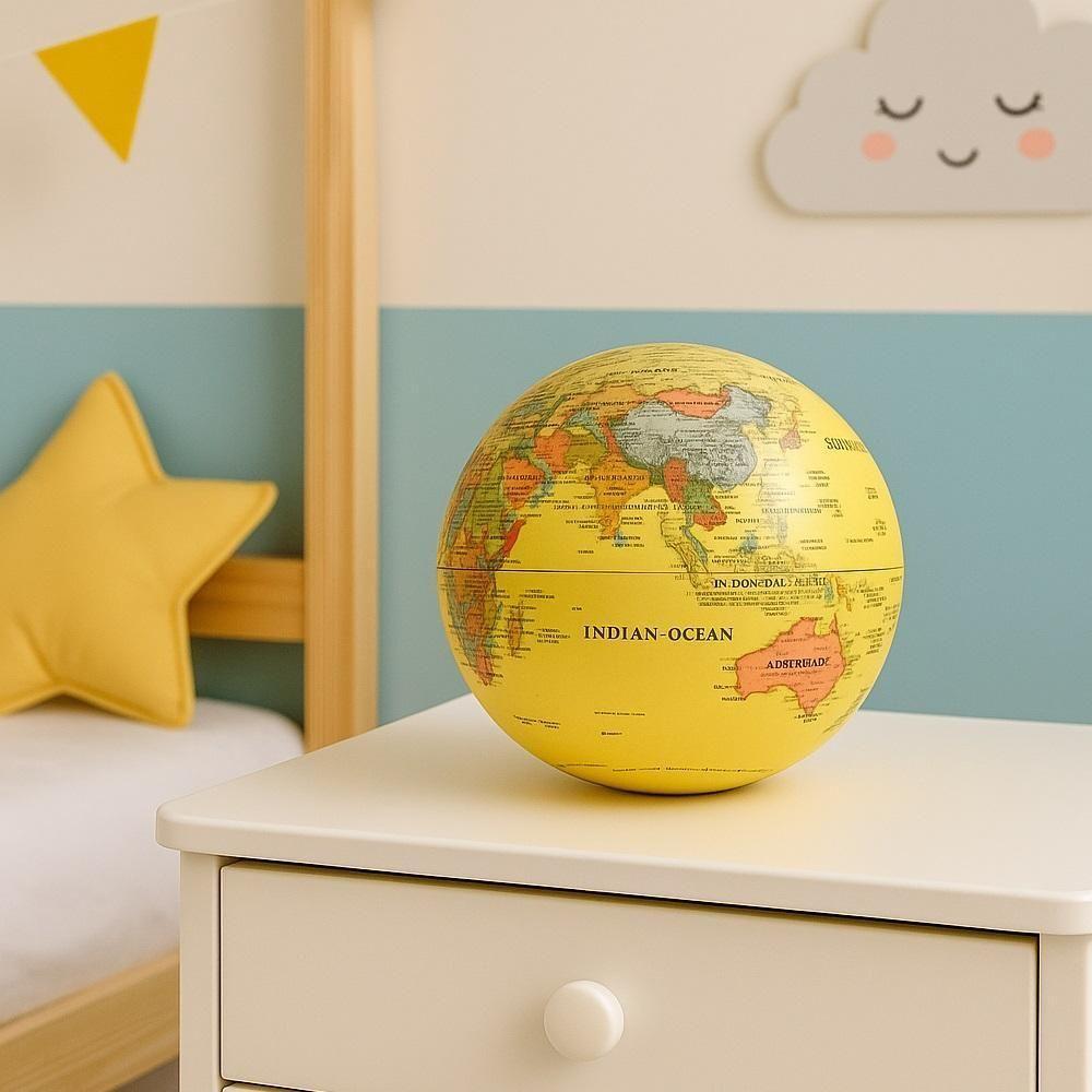 Globo Esfera Educativa Iluminada Base Rotativa Decoração Infantil Ambiente Estudos Escritório Amarelo - 2