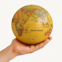 Globo Esfera Educativa Iluminada Base Rotativa Decoração Infantil Ambiente Estudos Escritório Amarelo