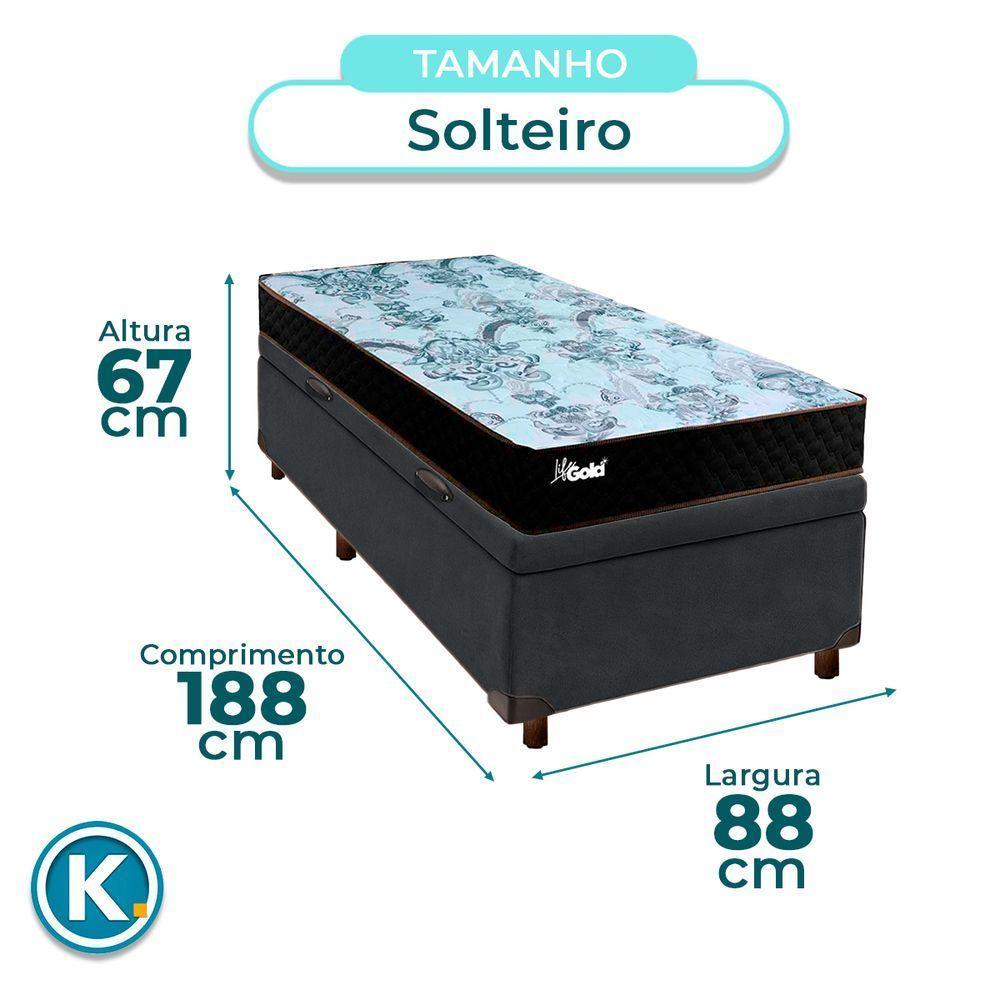 Conjunto Cama Box Bau Blindado Solteiro + Colchão Molas Ensacadas Life Gold Paropas - 3