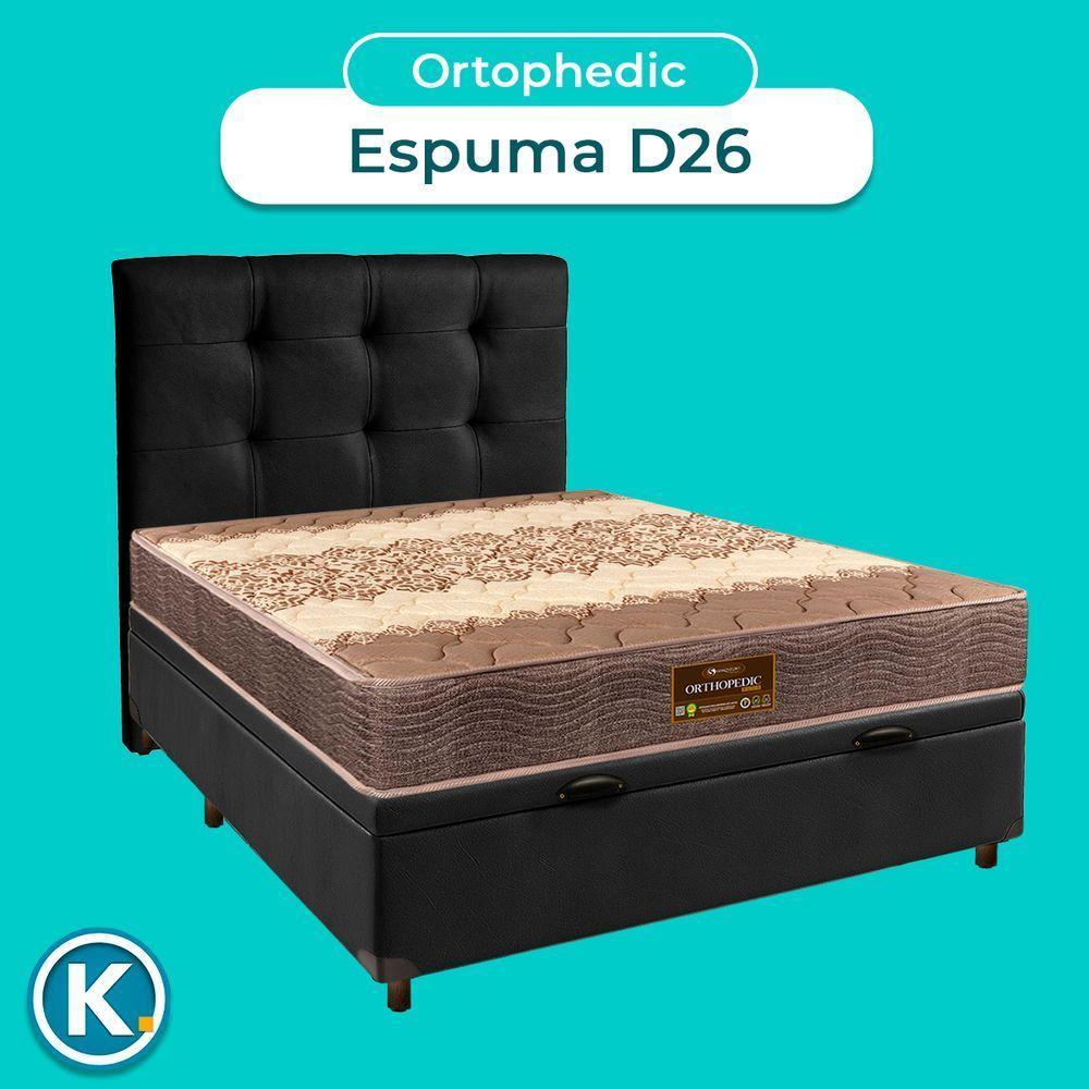 Conjunto Cama Box Bau Preto Casal + Colchão D26 Ortophedic Sankonfort + Cabeceira - 4