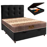 Conjunto Cama Box Bau Preto Casal + Colchão D26 Ortophedic Sankonfort + Cabeceira - 1