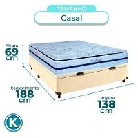 Conjunto Cama Box Bau Bege Casal + Colchão Molas Ensacadas Blue Paropas - 3
