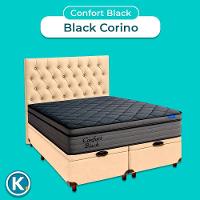 Baú Begetiza + Cabeceira+colchão Queen Confort Black Ortobom