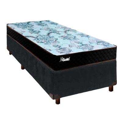Cama Box Cinza Solteiro + Colchão Molas Ensacadas Life Gold Paropas