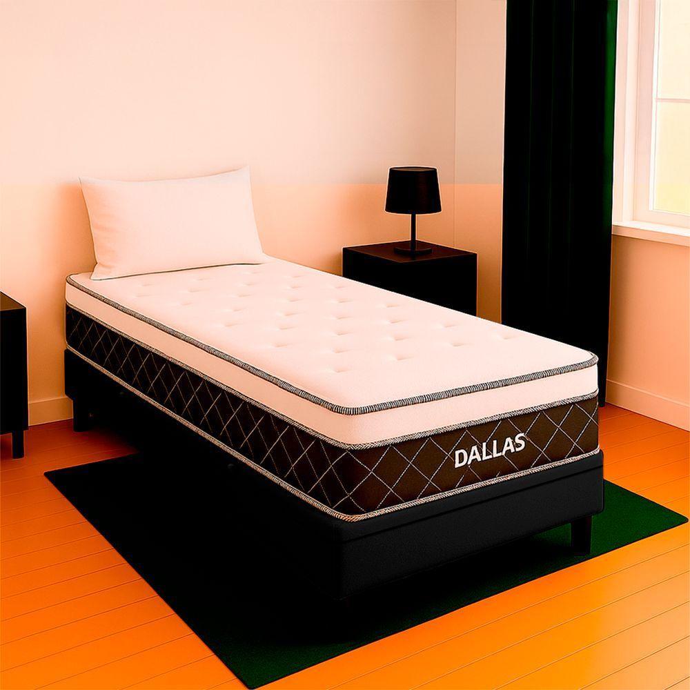 Cama Box Baú Solteirão E Colchão Dallas Molas V-store Cor:preto - 1