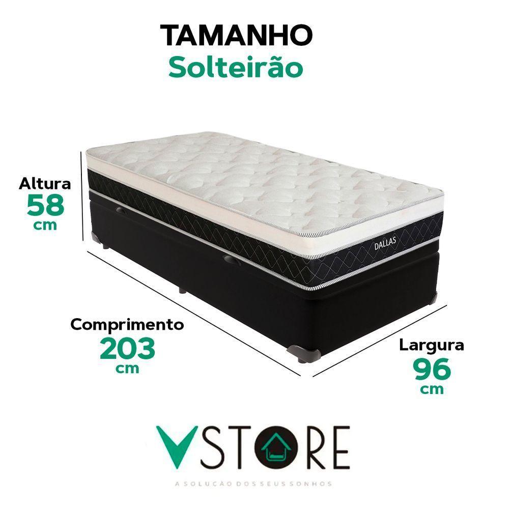 Cama Box Baú Solteirão E Colchão Dallas Molas V-store Cor:preto - 3