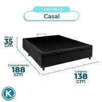 Cama Box Bau Casal Blindado Nature Preto 138x188