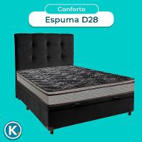 Conjunto Cama Box Bau Preto Casal + Colchão D28 Conforto Paropas + Cabeceira