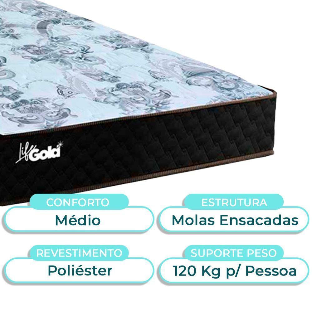 Cama Box Bau Blindado Solteiro + Colchão Molas Ensacadas Life Gold Paropas - 2
