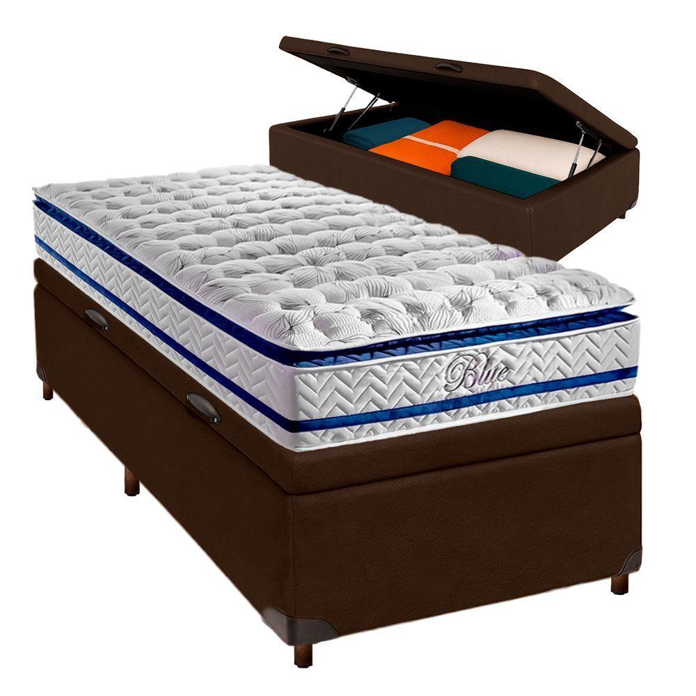 Cama Box Bau Blindado Solteiro + Colchão Molas Ensacadas Blue Paropas - 1