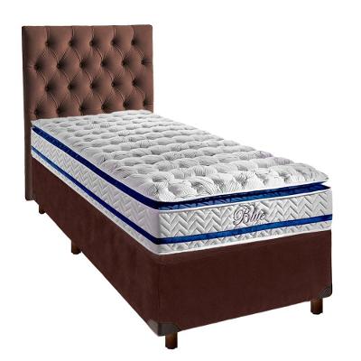 Kit Cama Box + Cabeceira + Colchão Solteiro Molas Ensacadas - Blue - Paropas