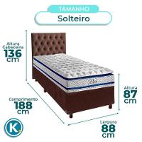 Kit Cama Box + Cabeceira + Colchão Solteiro Molas Ensacadas - Blue - Paropas - 3