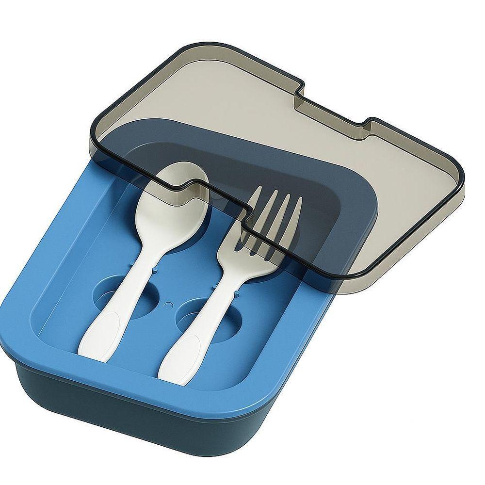 Kit Marmita Com Divisórias E Talheres Azul Livre Bpa - 3