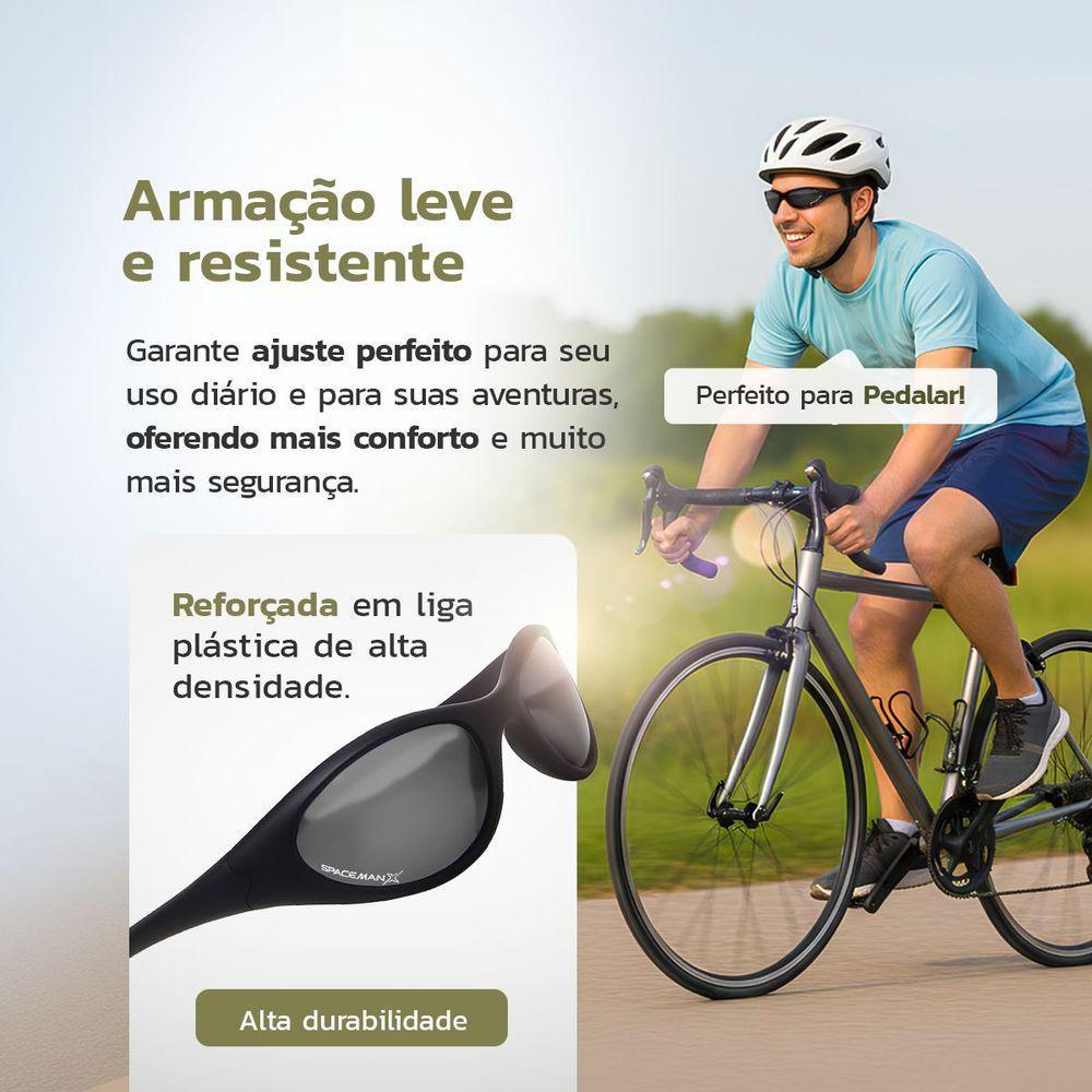 Oculos Preto Ciclismo Esportivo Bike Uv400 Protecao + Case Original Vilão Acetato Qualidade Premium - 2