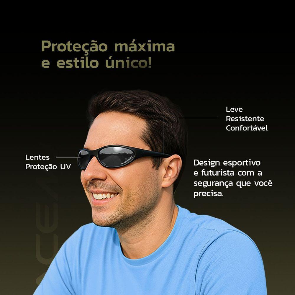 Oculos Preto Ciclismo Esportivo Bike Uv400 Protecao + Case Original Vilão Acetato Qualidade Premium - 6