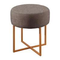 Puff Banqueta Otávio Luxo Base Bronze Castellar Móbile Linho Cappuccino - 1