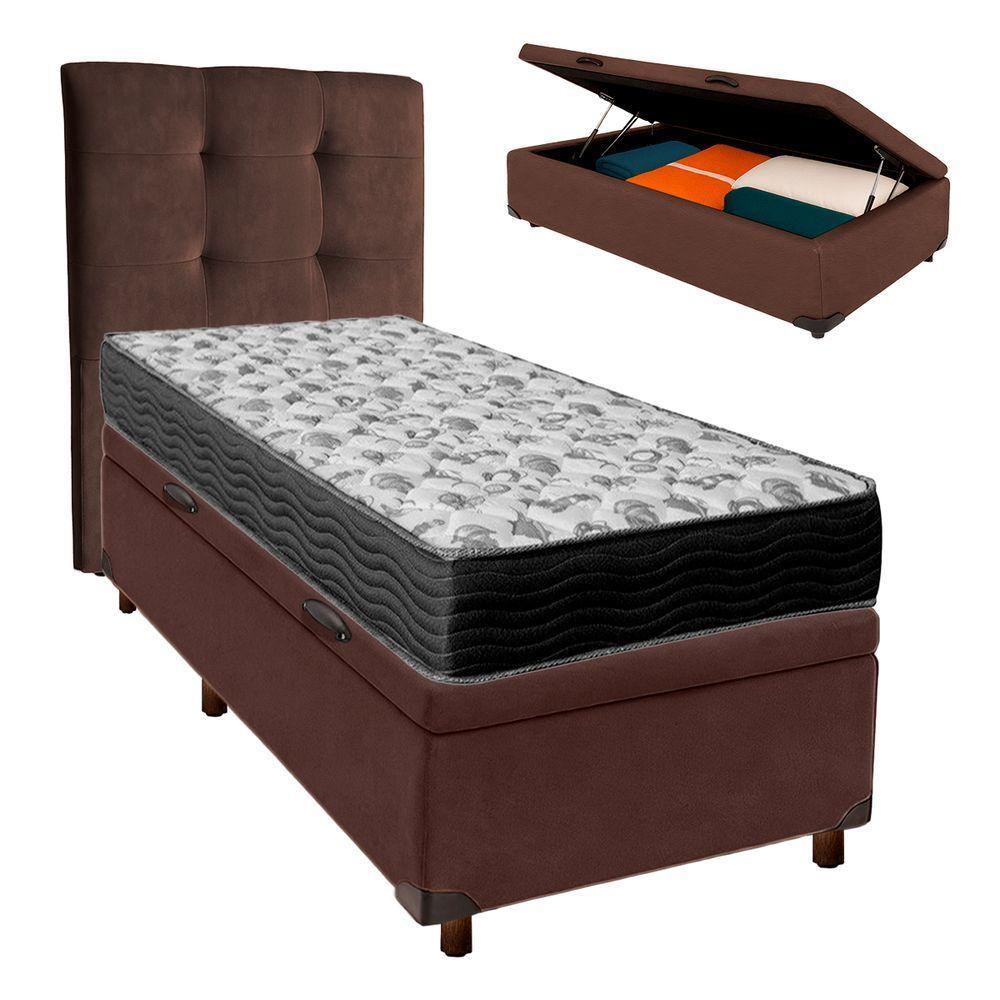 Kit Cama Box Bau + Cabeceira + Colchão Solteiro D33 - Iso100 - Ortobom - 1