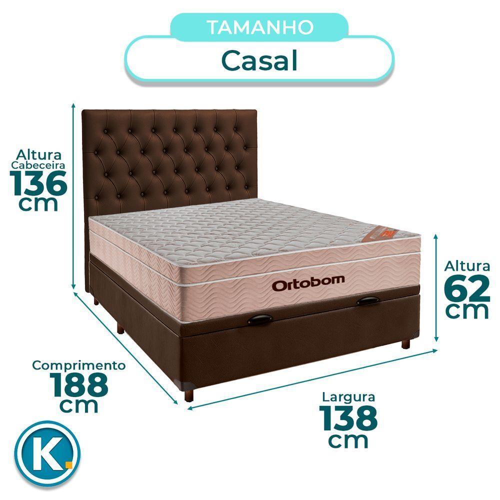 Kit Cama Box Bau + Cabeceira + Colchão Casal Molas Ensacadas - Airtech - Ortobom - 3