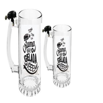 Kit Caneca Chopp Campainha Chama Sino Vidro Premium Copo Vidro Cerveja 450ml