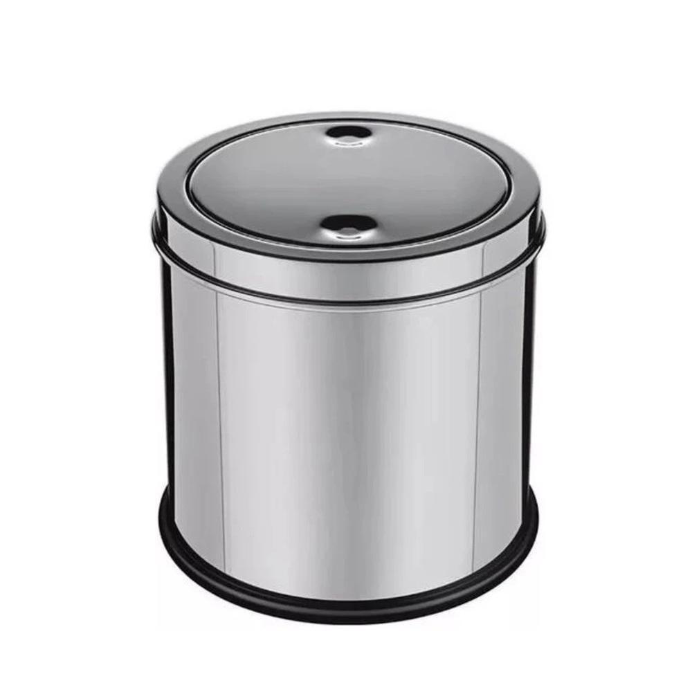 Lixeira Em Inox Basculante 3 Litros Cesto Lixo Luxo Pia Cozinha Banheiro Consultorio Tampa Giratoria - 3