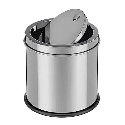 Lixeira Em Inox Basculante 3 Litros Cesto Lixo Luxo Pia Cozinha Banheiro Consultorio Tampa Giratoria