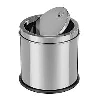 Lixeira Em Inox Basculante 3 Litros Cesto Lixo Luxo Pia Cozinha Banheiro Consultorio Tampa Giratoria - 1