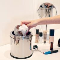 Lixeira Em Inox Basculante 3 Litros Cesto Lixo Luxo Pia Cozinha Banheiro Consultorio Tampa Giratoria - 5