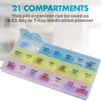 Caixa Porta Comprimidos Semanal Organizador Remedios Diario 21 Divisorias Diario Multiuso Capsulas - 3