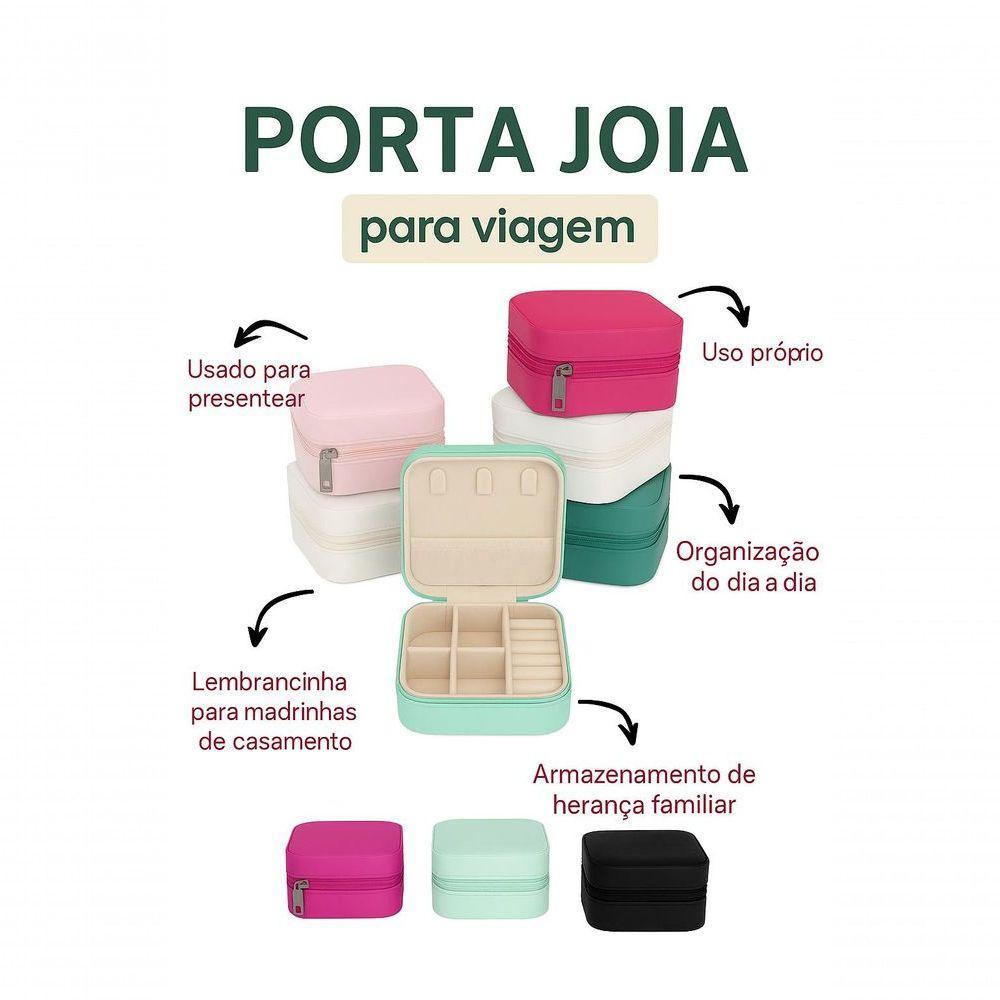 Mini Porta-jóias Em Couro Sintético Rosa Pink - 5