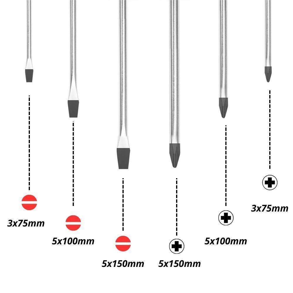 Kit Jogo Chaves Fenda Estrela 6 Peças Imantada Ponta Magnetica Suporte Organizador Profissional - 3