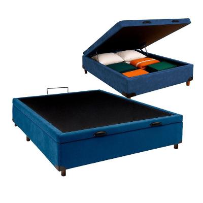 Cama Box Bau Casal Blindado Nature Azul 138x188
