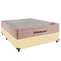 Cama + Box Bege E Colchão Molas Ensacadas Casal - Airtech Ortobom - 1