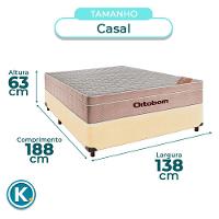 Cama + Box Bege E Colchão Molas Ensacadas Casal - Airtech Ortobom - 3