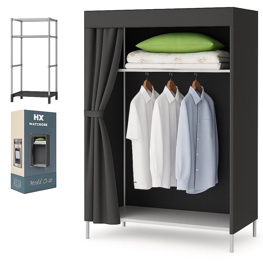 Guarda Roupa Portatil Arara Cabideiro Armario Organizador Prateleiras Compacto Quarto Closet Camping - 1