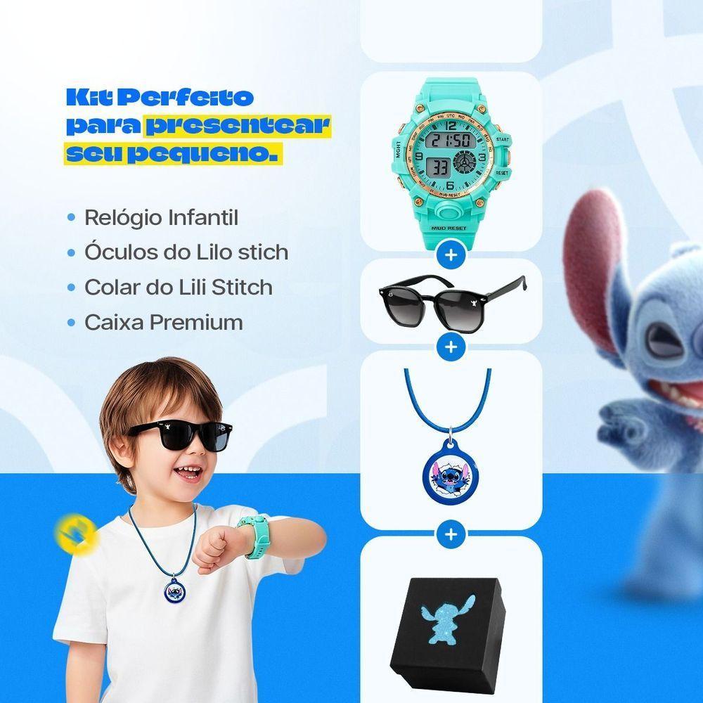 Relogio Digital Azul Led Infantil + Caixa Colar Qualidade Premium Menina Crianca Presente Silicone - 2