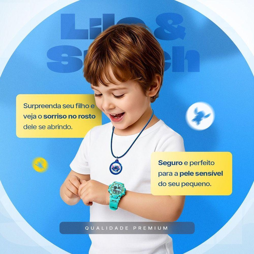 Relogio Digital Azul Led Infantil + Caixa Colar Qualidade Premium Menina Crianca Presente Silicone - 6