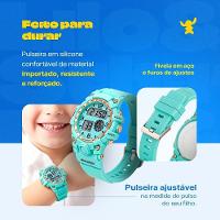Relogio Digital Azul Led Infantil + Caixa Colar Qualidade Premium Menina Crianca Presente Silicone