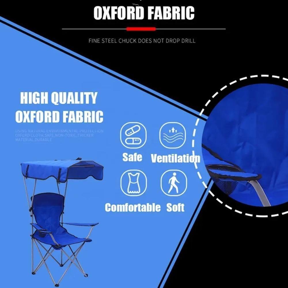 Cadeira Com Guarda Sol Pesca Praia Camping Banqueta Dobravel Grande Porta Copo Diretor 2 Em 1 - 6