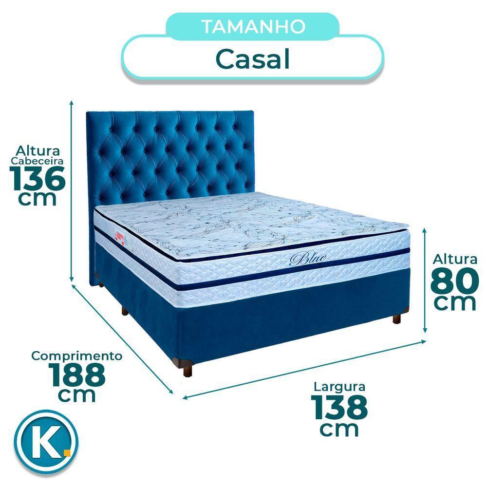 Cama + Box Blindado E Colchão Molas Ensacadas Casal - Blue Paropas + Cabeceira - 3