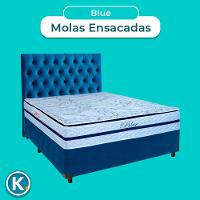 Cama + Box Blindado E Colchão Molas Ensacadas Casal - Blue Paropas + Cabeceira