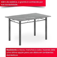Conjunto De Mesa Tubular 4 Cadeiras 120x75cm Mart Prata Com Tampo Em Granito Topázio Brenda 010 - Tudo De Móveis Preto Floral