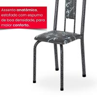 Conjunto De Mesa Tubular 4 Cadeiras 120x75cm Mart Prata Com Tampo Em Granito Topázio Brenda 010 - Tudo De Móveis Preto Floral - 7