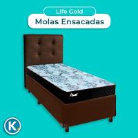 Kit Cabeceira + Cama Box + Colchão Solteiro Molas Ensacadas Life Gold Paropas - 3