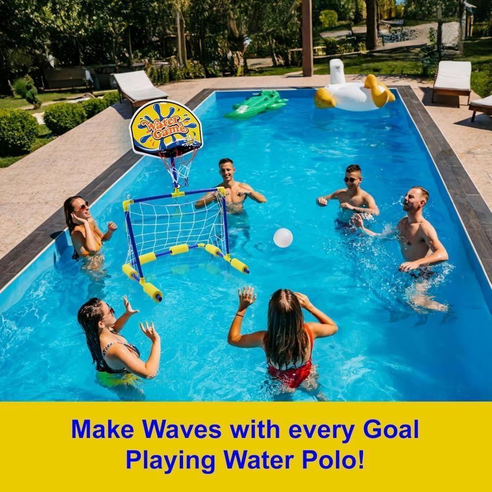 Tabela Basquete Flutuante Trave Gol Cesta Aquatica 2 Em 1 Piscina Golzinho Boia Com Bola E Bomba - 4