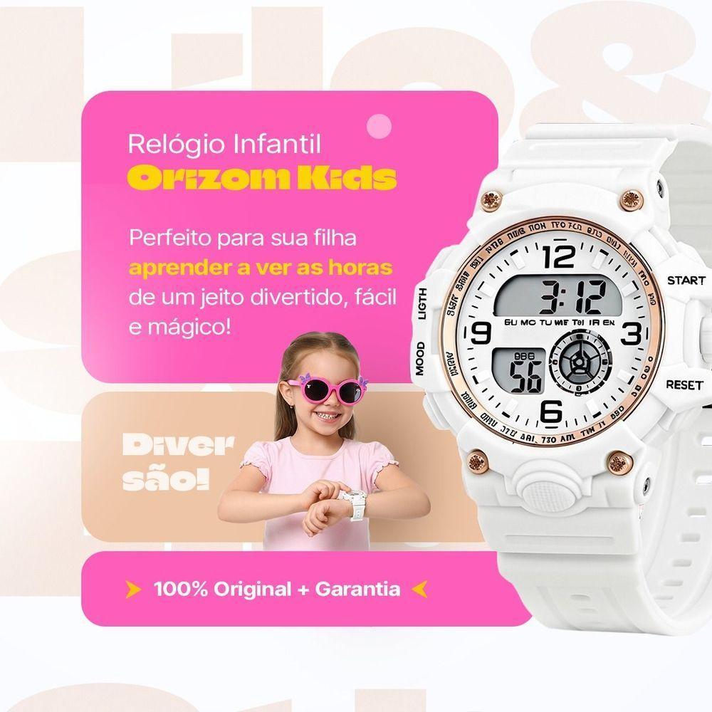Relogio Digital Infantil Led Rosa + Oculos Sol Presente Qualidade Premium Pulseira Ajustavel Crianca - 4