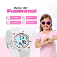 Relogio Digital Infantil Led Rosa + Oculos Sol Presente Qualidade Premium Pulseira Ajustavel Crianca - 3