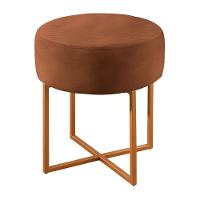 Puff Banqueta Otávio Luxo Base Bronze Castellar Móbile Corino Caramelo - 1