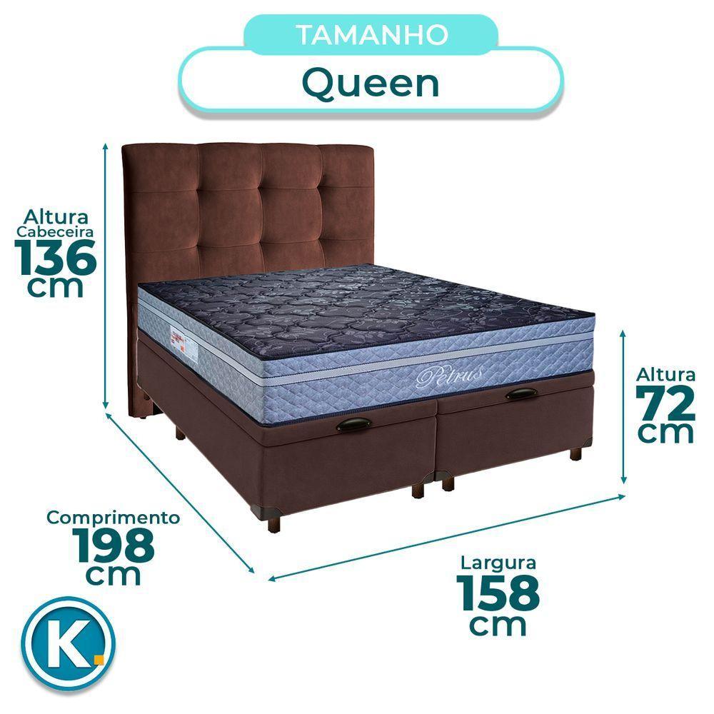 Kit Cama Box Bau + Cabeceira + Colchão Queen Molas Ensacadas - Petrus - Paropas - 3