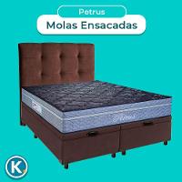 Kit Cama Box Bau + Cabeceira + Colchão Queen Molas Ensacadas - Petrus - Paropas