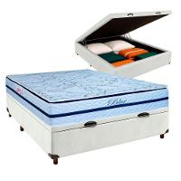 Cama Box Bau Branco Casal + Colchão Molas Ensacadas Blue Paropas - 1